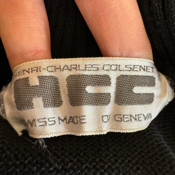 Vintage Henri Charles Colsenet Wool Cowl Neck Sweater Black Grandpa Old Money - Picture 3 of 5